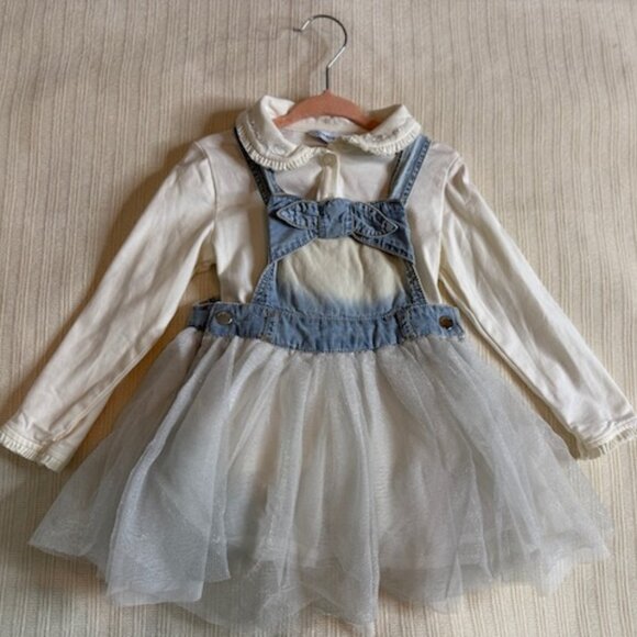 Mayoral Other - Mayoral 3-Piece Bundle | Embroidered Shirt  + 2 Jumper Dresses | 24M